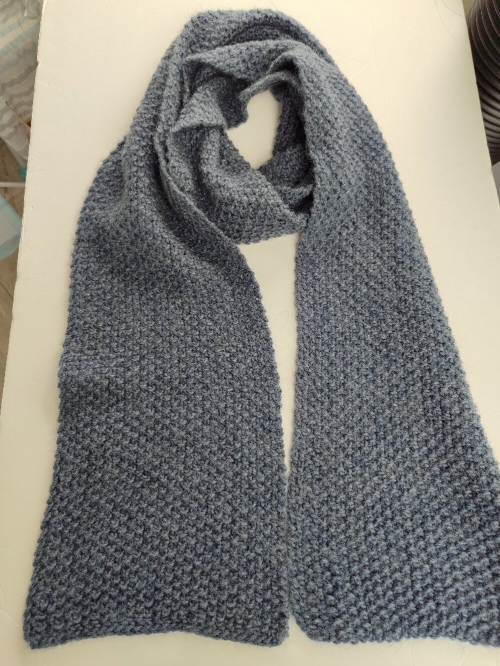 Handmade Soft Gray Knit Long Scarf Cozy Winter Muffler 76"